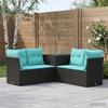 Sofa Set 5 pcs. Black and Blue Poly Rattan and Steel