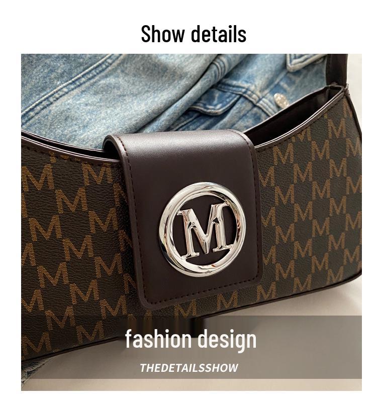 2025 Women's Light Luxury Retro Underarm Shoulder Bag - Trendy, Casual, Letter Print