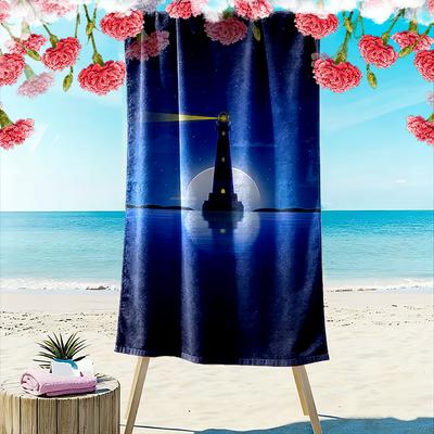 Lighthouse Nightscape Towel Beach Towel Quick-drying for Travel Outdoor Sports Jogging Beach and Swimming