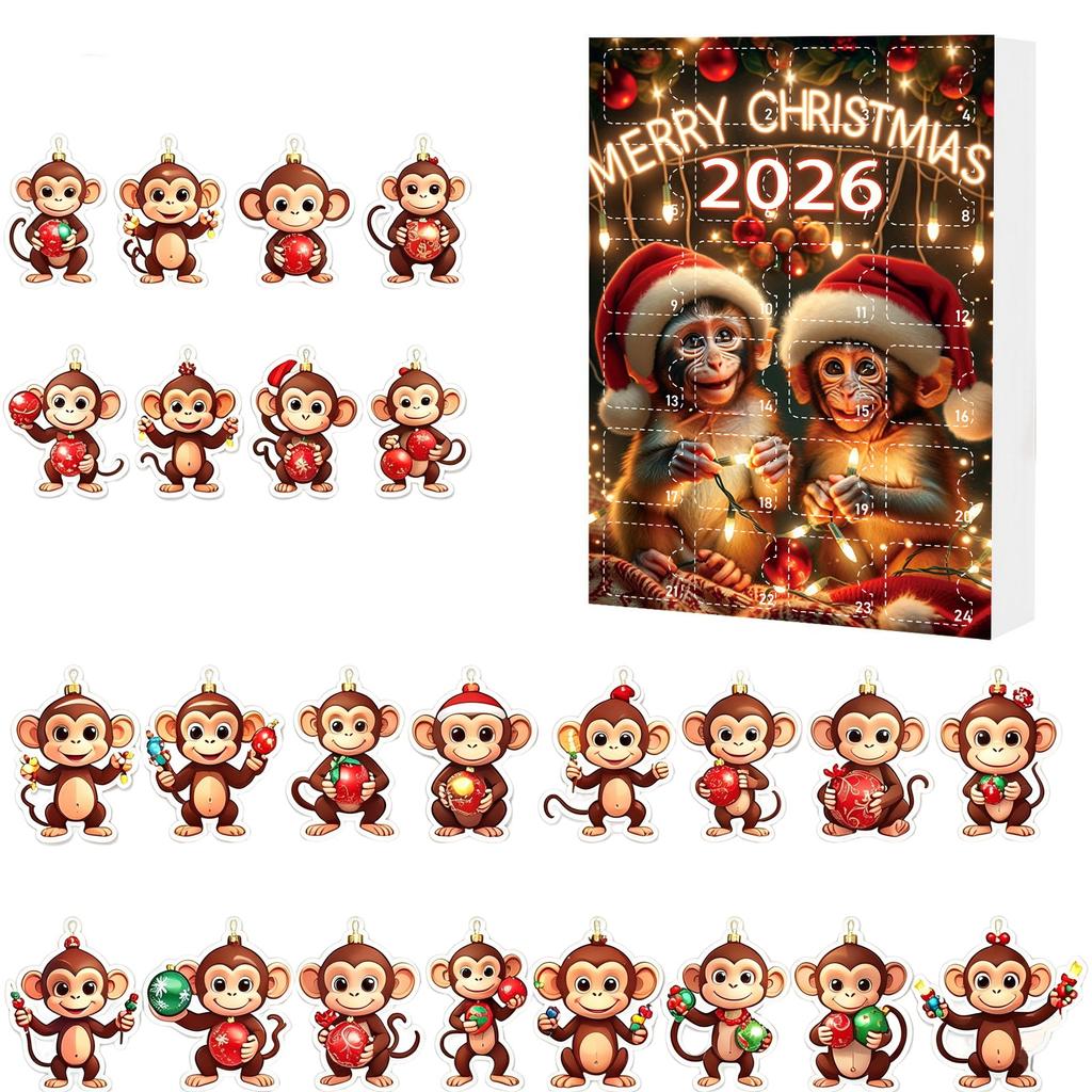 2D Christmas Advent Calendar Day Countdown with Hanging Ornaments, Christmas Tree Decorations for Holiday