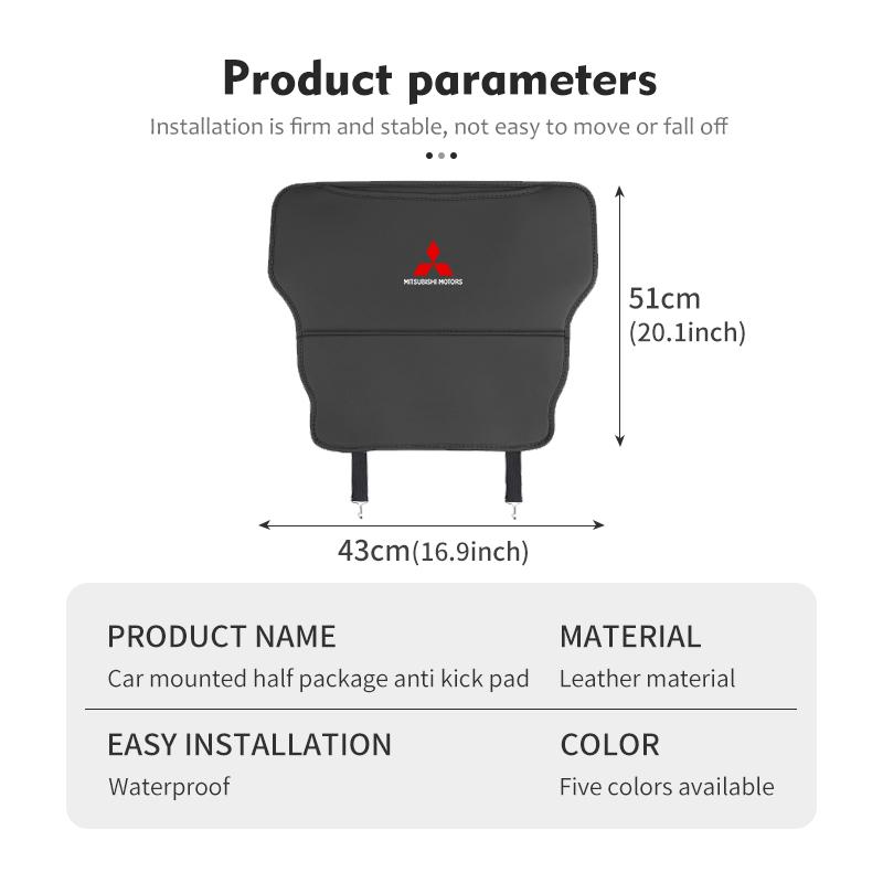 Car Seat Back Anti-Kick Mats Leather Organizer Protector Cover For Mitsubishi Outlander Pajero Sport Lancer EX ASX L200 Eclipse