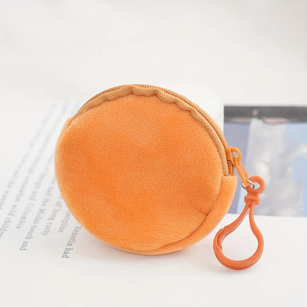 1PC -Round Candy Colored Plush Zero Wallet Wholesale Keychain Cute Headphone Bag Coin Bag Minimalist ID Card Bag