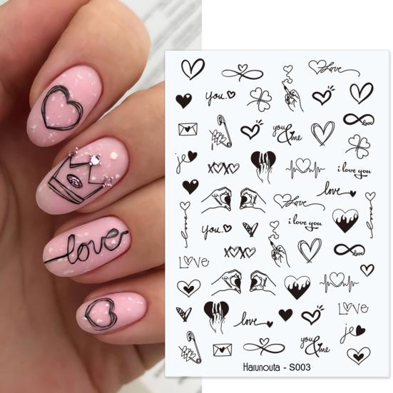 Nail Sticker Vivid Bright Ultra Thin Black White Leaves Flower Nail Tropical Geometry