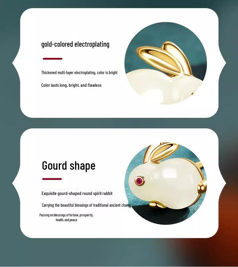 Moon Rabbit S925 Silver Jade Necklace - Elegant Clavicle Chain Gift for Women