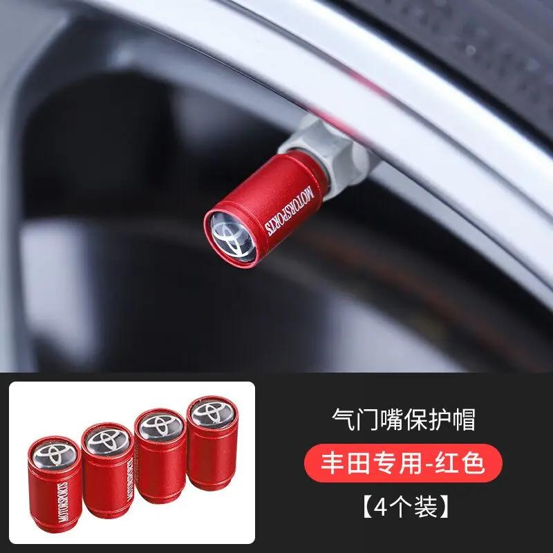 4Pcs Matt Car Wheel Tire Valve Caps for Toyota RAV4 Corolla Camry Frontier Supra C-HR Hilux Tacoma PradoCorolla CHR Accessories