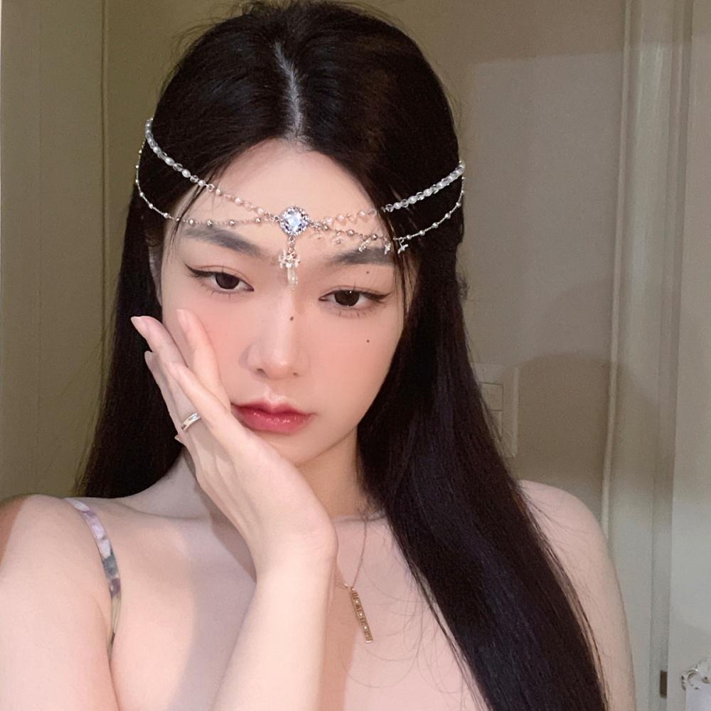 Fairy Lolita Headpiece Luxurious Bridal Forehead Chain Wedding Hair Accessories Exclusive Rhinestone Headband For Hanfu Dress