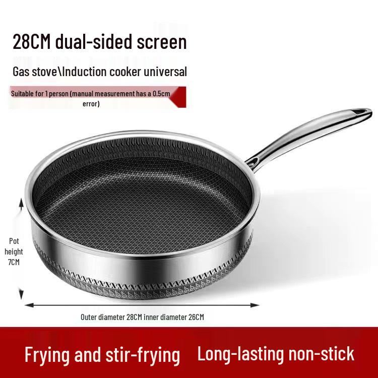 Non-Stick Stainless Steel Honeycomb Textured Frying and Stir-Frying Pan