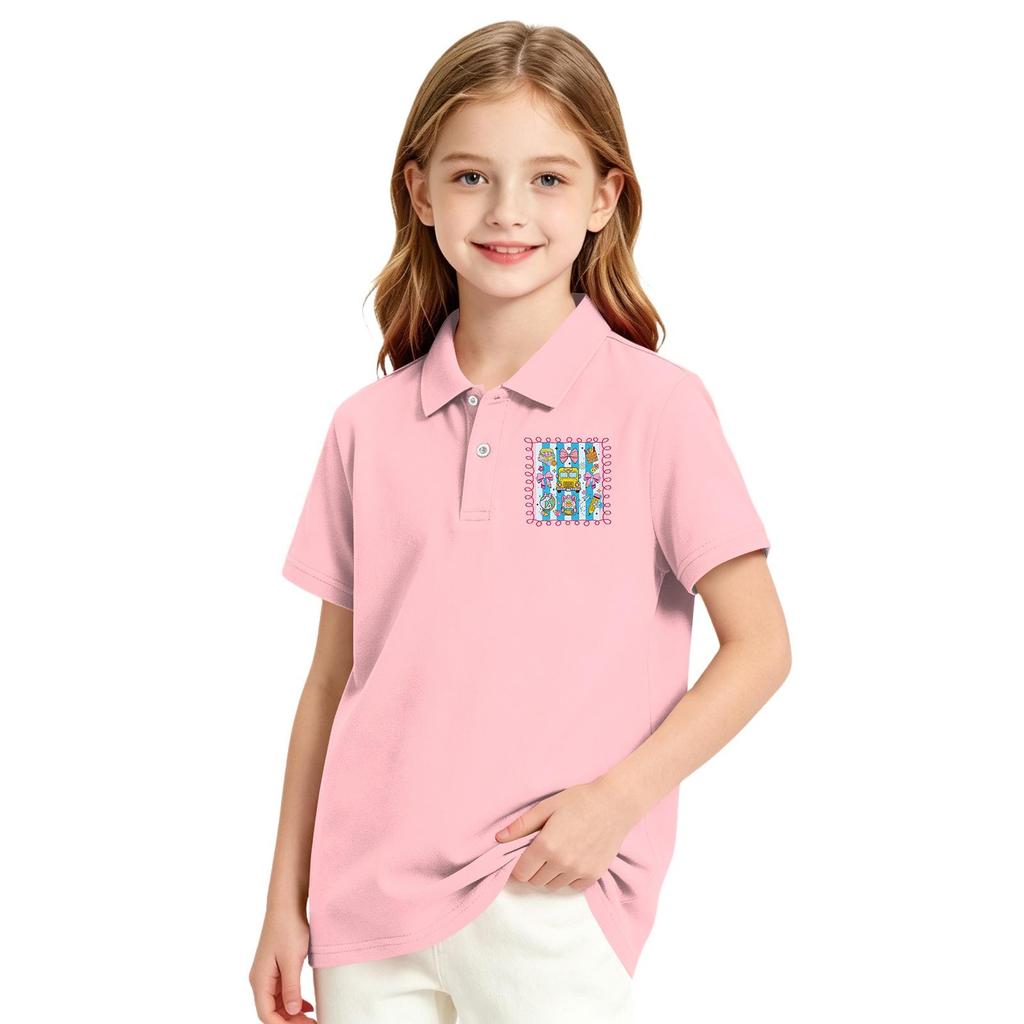 Girls Casual Short Sleeve Print School Uniform T-Shirt for Back To School and Everyday Wear