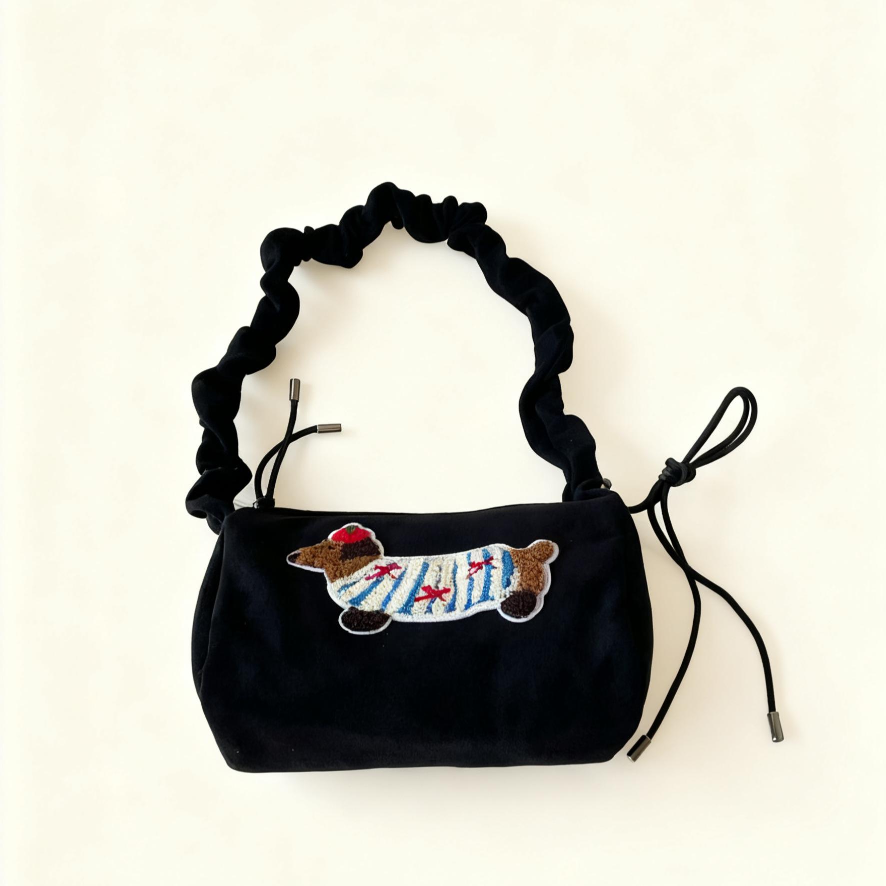 

Cute Dachshund Cartoon Suede Shoulder Handbag - 2025 Niche Women s Underarm Square Bag 28x15x11 cm (Adjustable Strap, DIY Styles)