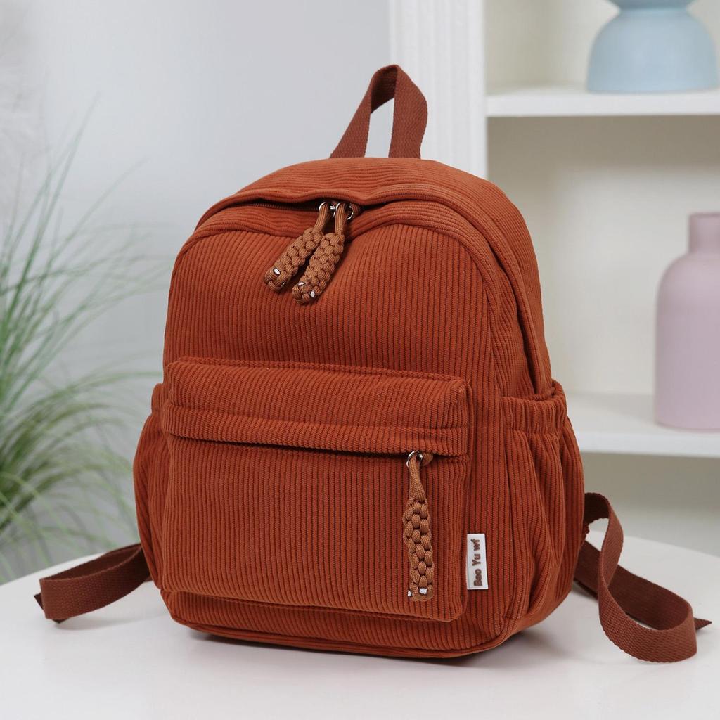 Winter 2024 Women's Corduroy Backpack - Japanese Casual, Versatile, Soft Girl Style for Travel & Shopping