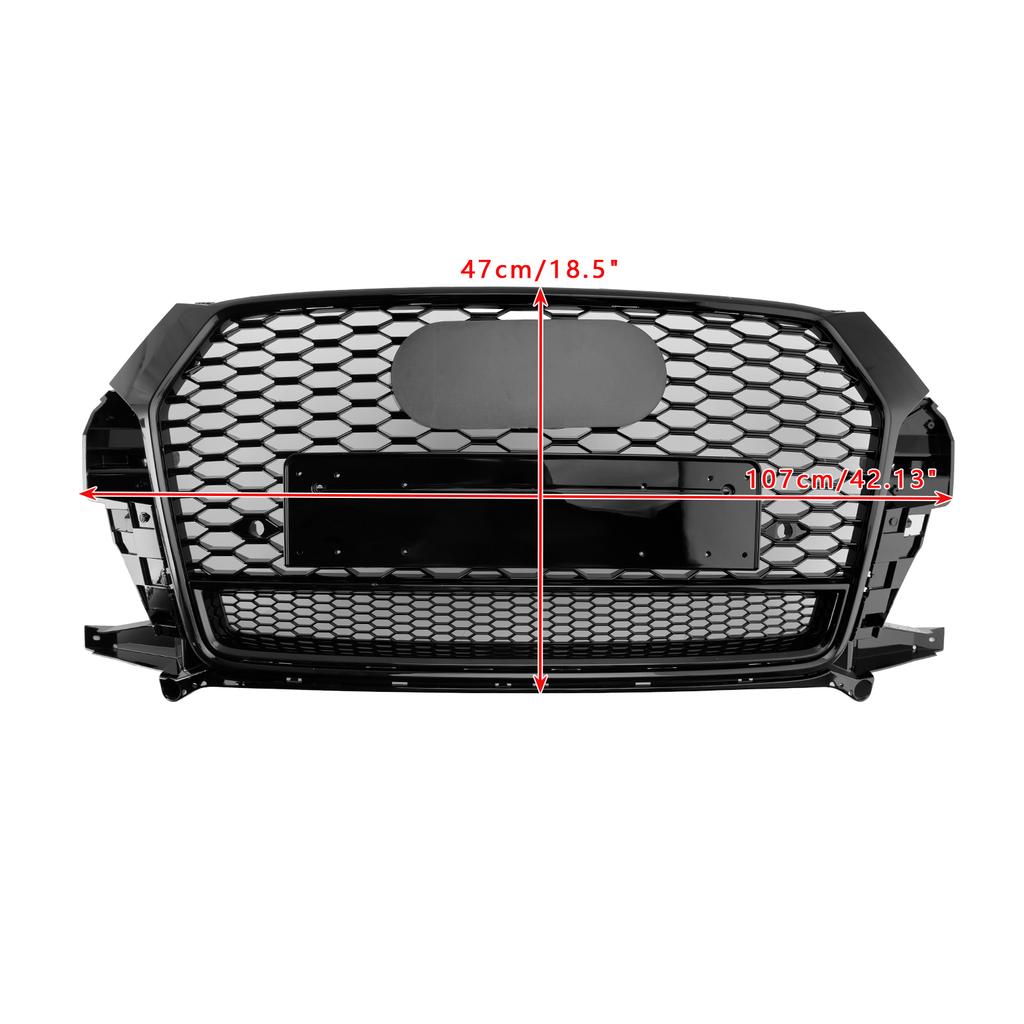 RSQ3 Style Front Honeycomb Grill Grille 8U0853653M Fit Q3 2016-2018 Gloss Black