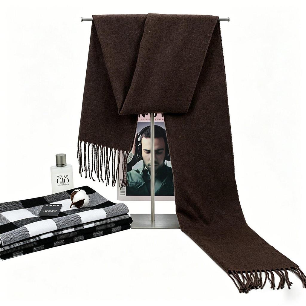 2025 Autumn/Winter Korean Style Imitation Cashmere Plaid Scarf for Men