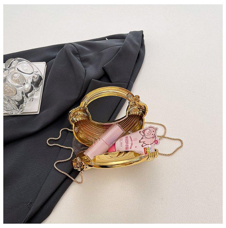 Goldene Luxus Design Damen Handtasche Mode Exquisite Abendtaschen mit Abnehmbarem Kettenriemen & Magnetverschluss Mini Umhängetasche