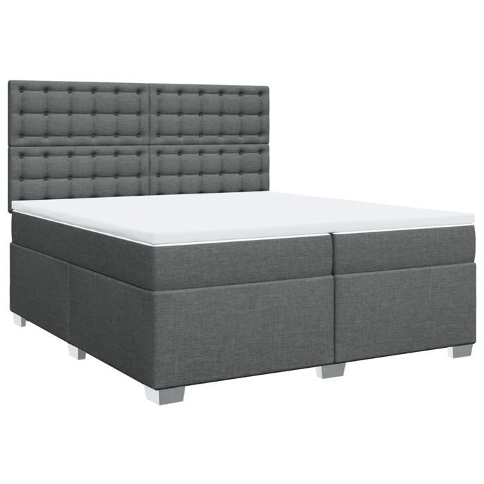 Maison Exclusive - Sommier à lattes de lit avec matelas Gris foncé 200x200cm Tissu