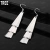 925 Sterling Silver Triangle Long Drop Earrings - Fashionable Party Jewelry