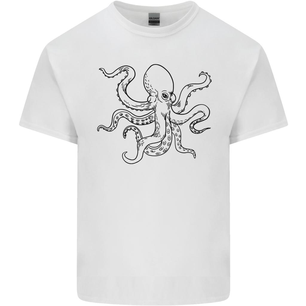 Octopus Ouline Unisexs Light Cotton Tshirt