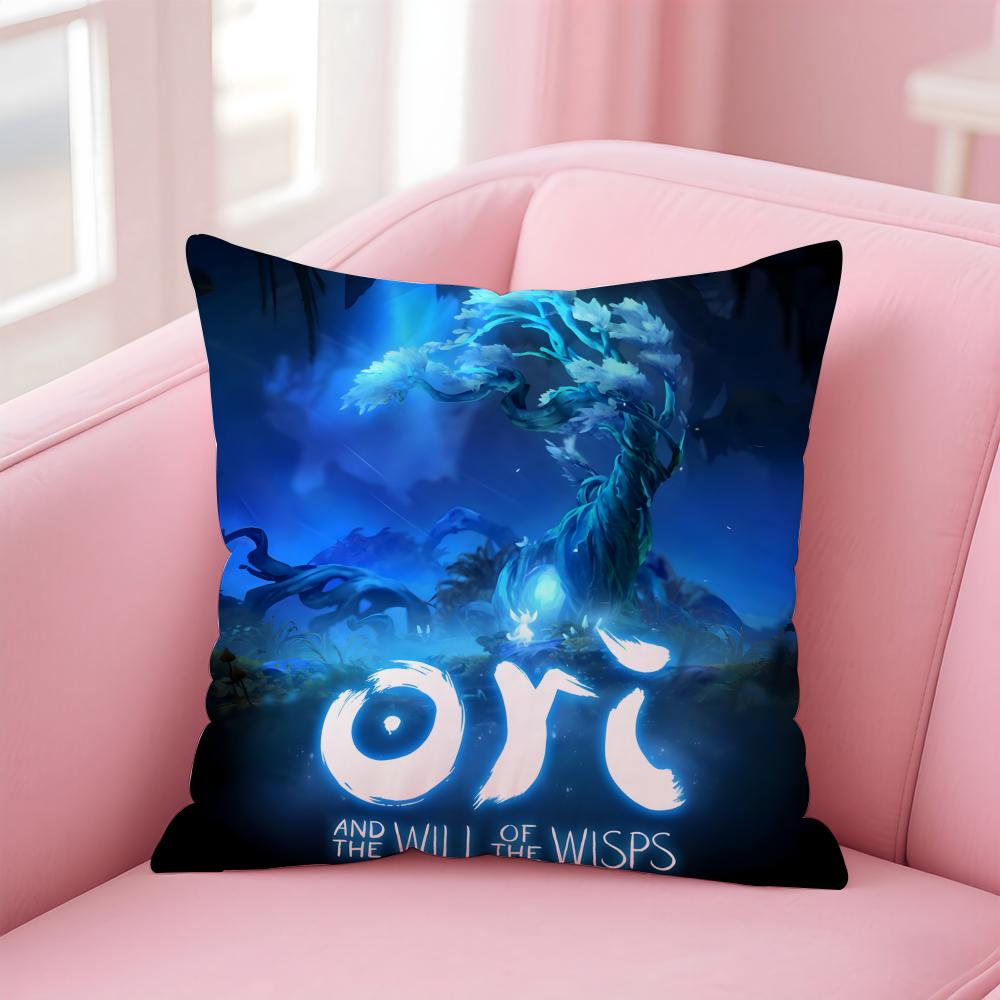 Cute Game O-Ori Cushion Cover Pillowcase Short Plush Invisible Zipper Room Sofa Cushion Cover