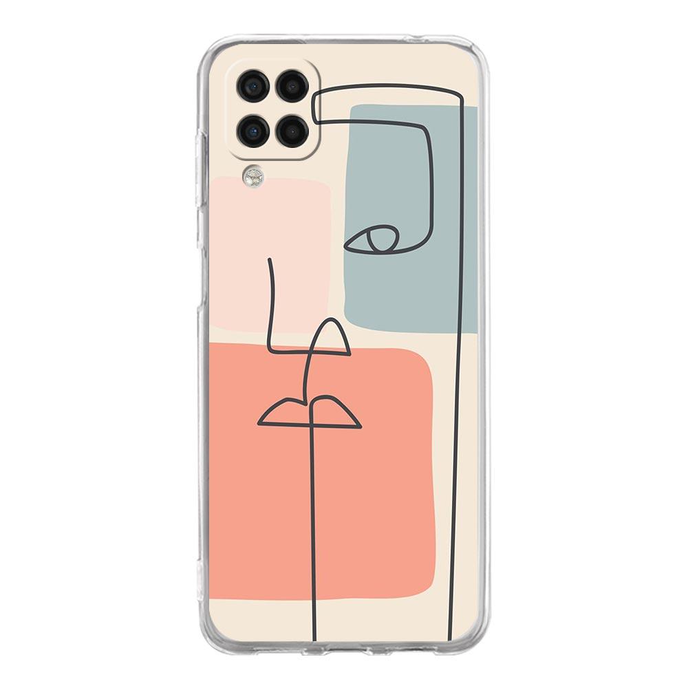 Phone Case for Samsung Galaxy A13 A51 A71 A21S A12 A31 A52 A41 A23 A53 A73 A32 5G A03S Cover Couples Flower One Line Wall Art