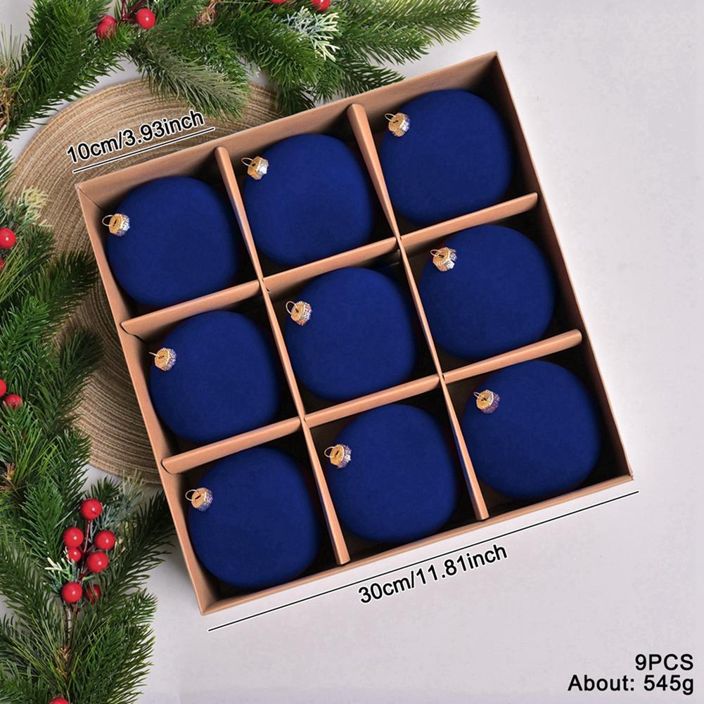 9pcs Flocking Large Size Christmas Balls Xmas Tree Pandent