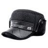 Men's Warm Plush Flat Top Hat with Ear Protection for Autumn and Winter