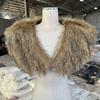 2025 Winter Fur Collar Faux Medieval Warrior Viking Fur Scarf Shawl Man Halloween Cosplay Faux Fur Scarf Costume