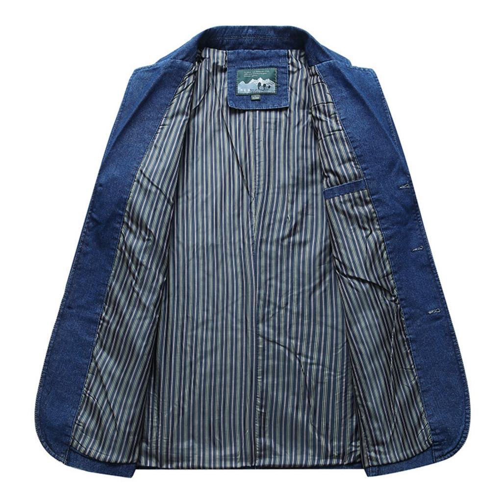 New Men's Loose Plus Size Casual Denim Blazer Jacket Youth Denim Suit Coat 2182