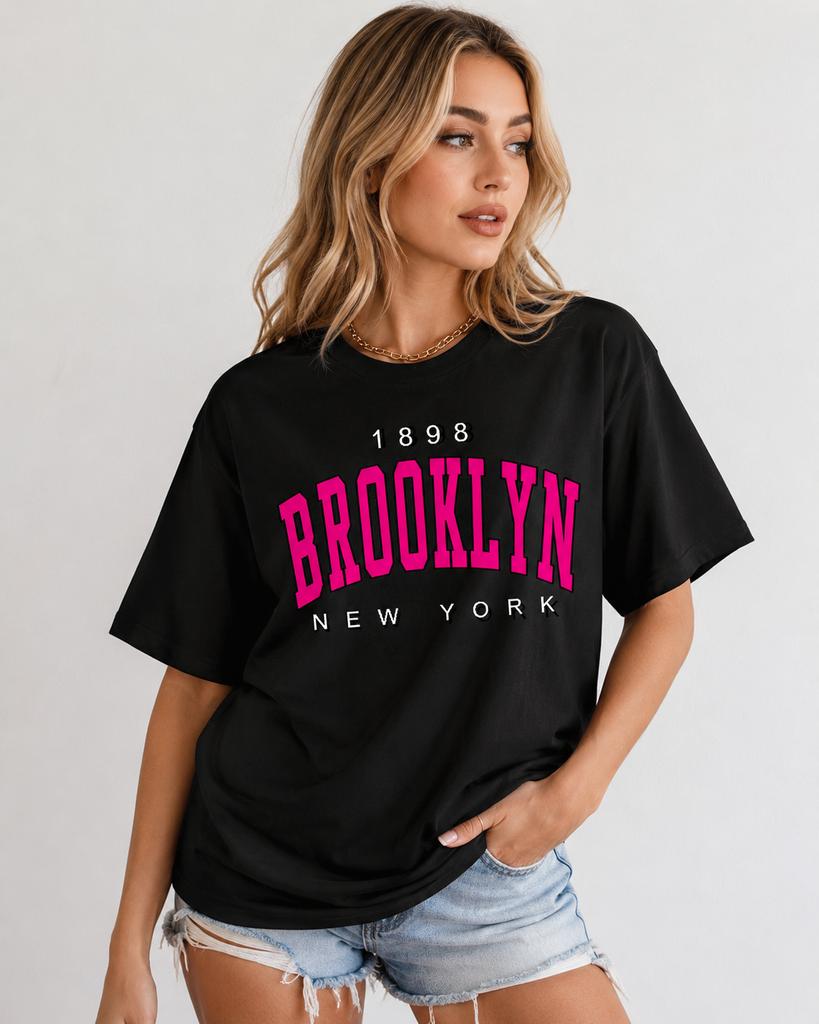Unisexs Tshirt With A Brooklyn New York Print Crew Neck Short Sleeves Comfortable Casual Streetwear Y2k Hiphop Style