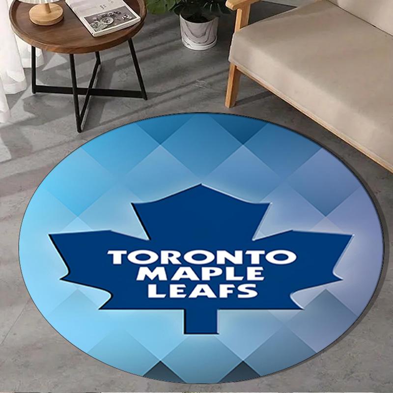 1PC Toronto Leafs Hockey Round Rug, Non-slip Chair Mat, Home Decor, Circle Carpet Perfect for Office, Bedroom, Living Room,Christmas gift