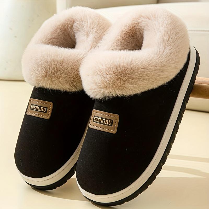 [Cozy Fleece Slippers] Men's & Women's Cozy Fleece Slippers with Thick Sole - Warm Winter Indoor/Outdoor House Shoes, Slip-On Design, Plush Lining