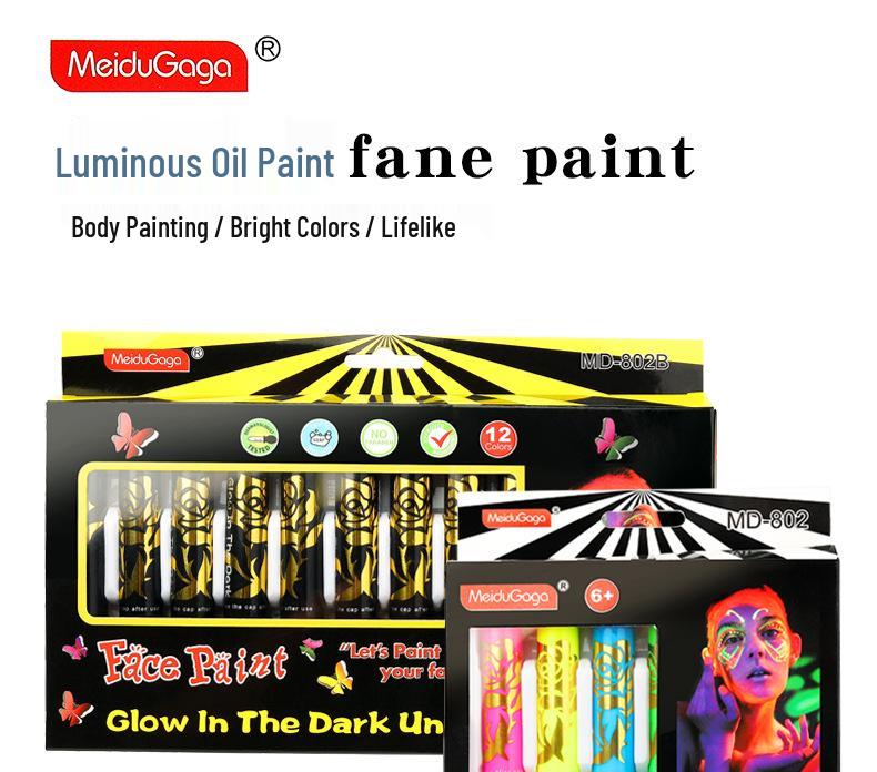 Luminous 12-Color Twist-Up Face Paint Crayon Set for Clean Hands and Halloween Body Art