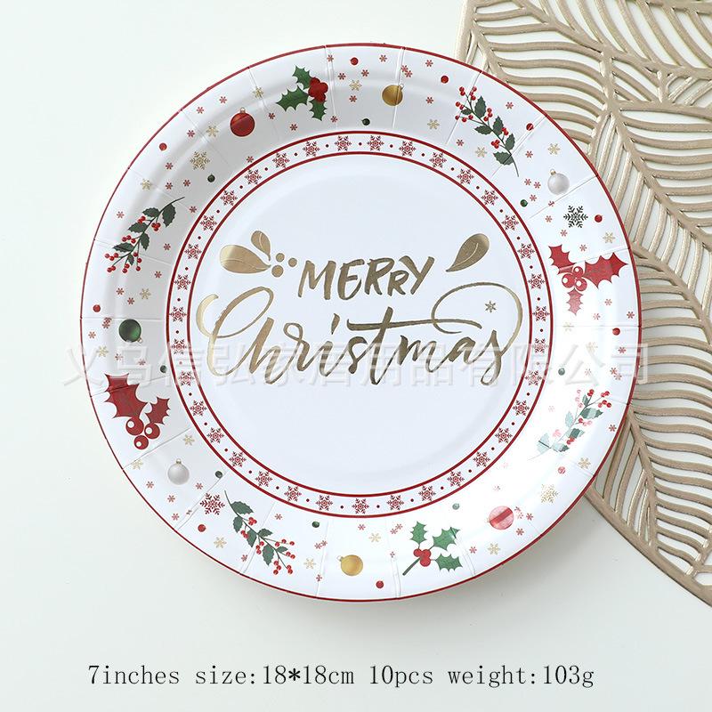 

Праздничный рождественский набор посуды: Бумажные тарелки, салфетки, стаканы, тарелки неправильной формы, скатерть, столовые приборы для новогодних вечеринок