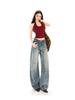 Women's Scimitar Patchwork Wide-Leg Jeans - Retro Niche Design, Spring/Summer 2026
