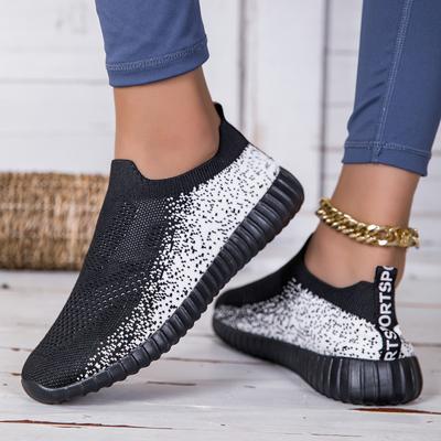 Leichte elastische Damenschuhe zum Gehen Gestricktes Mesh Flats Damen Slip-ons Loafer mit weicher Sohle Jogging Freizeit-Sportschuhe Mutterschuhe