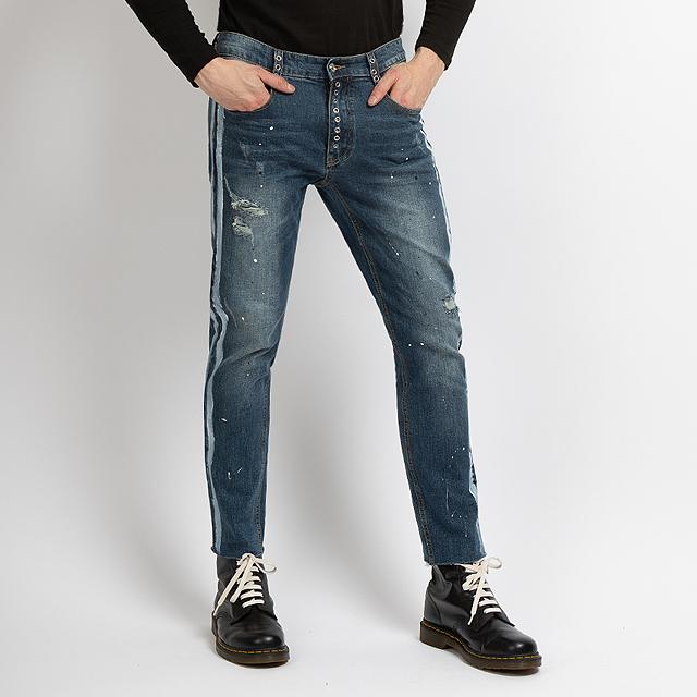 Seuteulaikeu Vintage Wash Double Line Eyelet Jeans