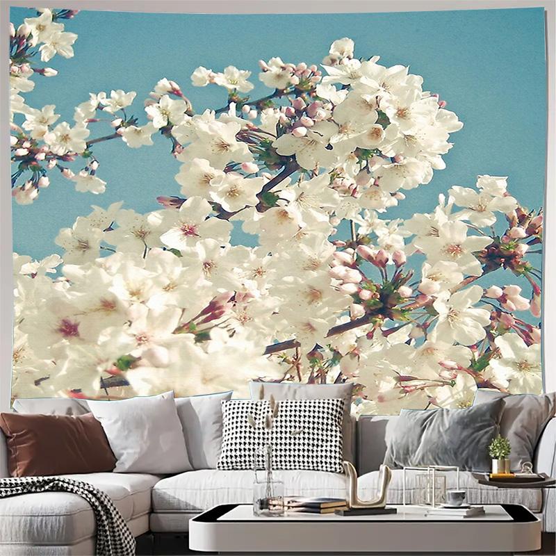 Japanese Cherry Blossom Tapestry Floral Wall Hanging Aesthetic Room Decor Bohemian Wall Art Nature Landscape Home Textile 74x94cm(29x37in)