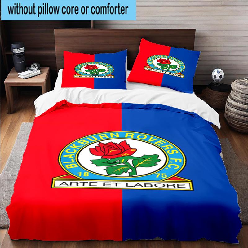 3pcs Blackburn Rovers Crest Football Club Bedding Set Duvet Cover Closure Includes 1 Duvet Cover & 2 Pillowcases Bedding Sets Home Decor Gifts