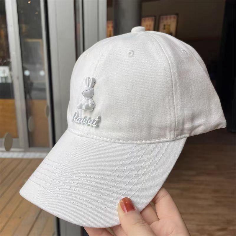 

Мужские и женские корейские бейсболки с жестким верхом, персонализированные универсальные бейсболки, новые бейсболки с объемным кроликом Adjustable белый