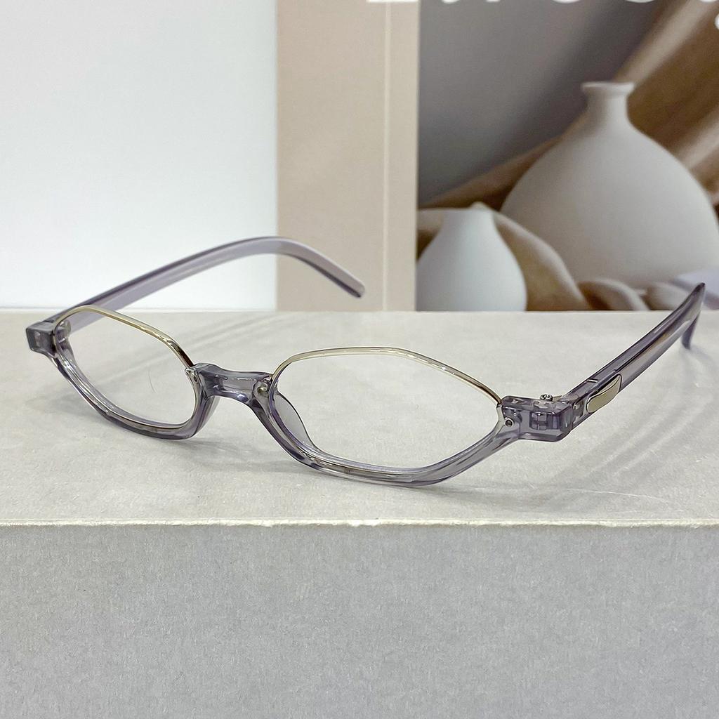 New cat's eye half-frame fashion glasses retro literary trend women's European and American versatile small frame metal flat mirror