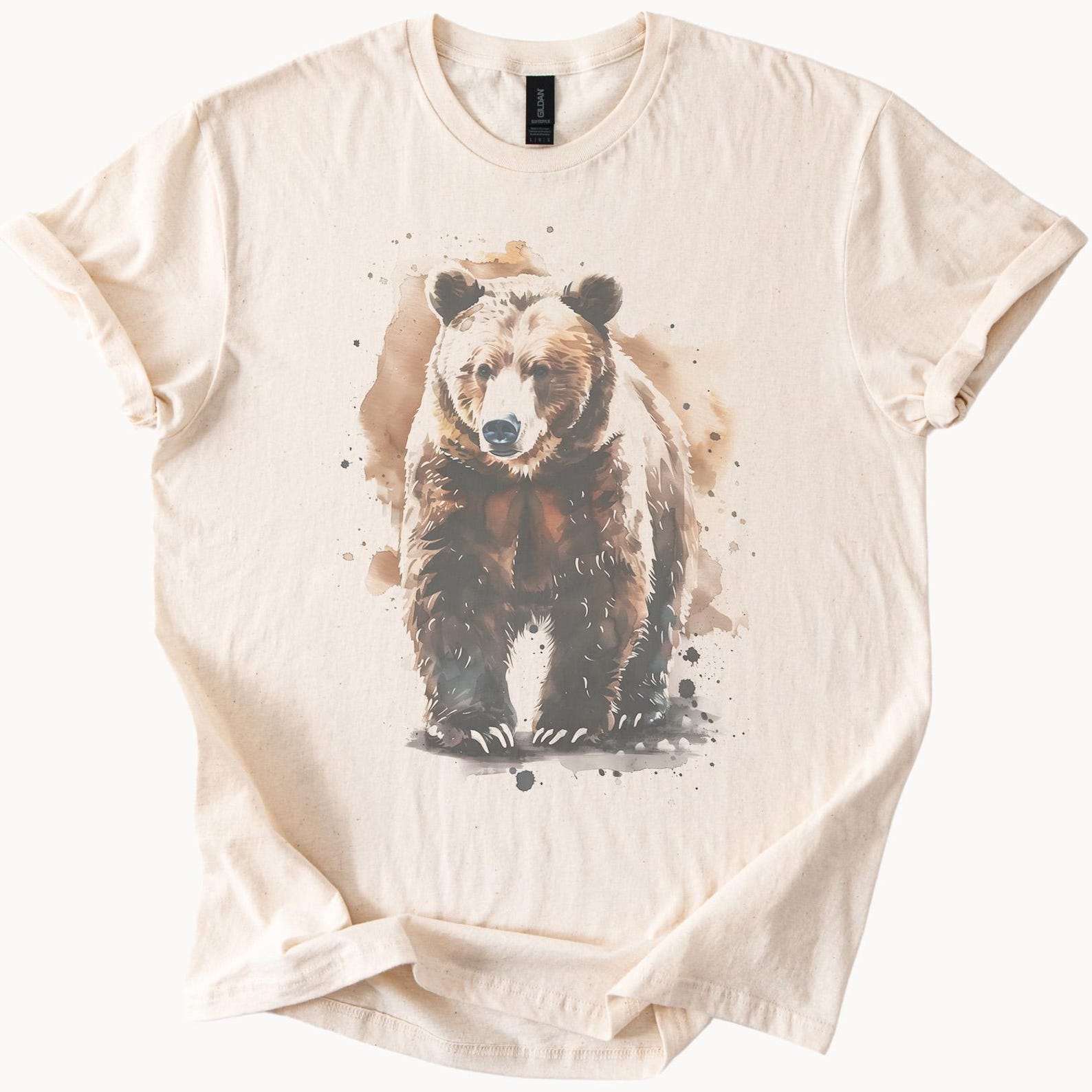 Watercolor Grizzly Bear Art Shirt Forest Wildlife Tshirt 130