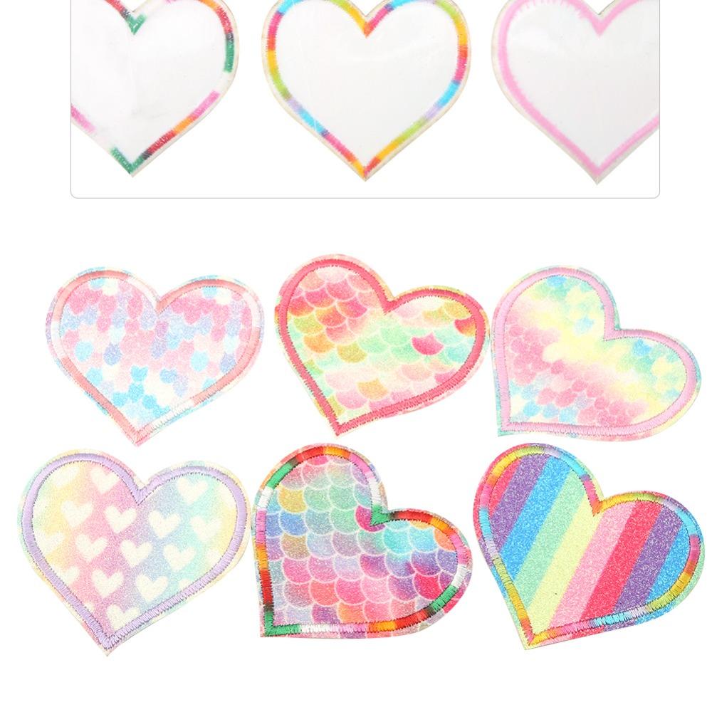 Rainbow Heart Sew On Patches Assorted Colors Heart Shaped Patch DIY Craft
