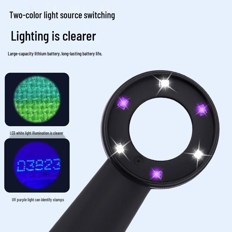 60x Rechargeable LED Magnifier with UV Light