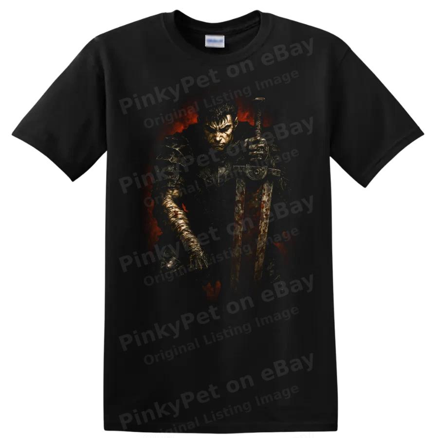 Guts from Berserk T Shirt Dark Fantasy Sword Warrior Bloodstained Tee