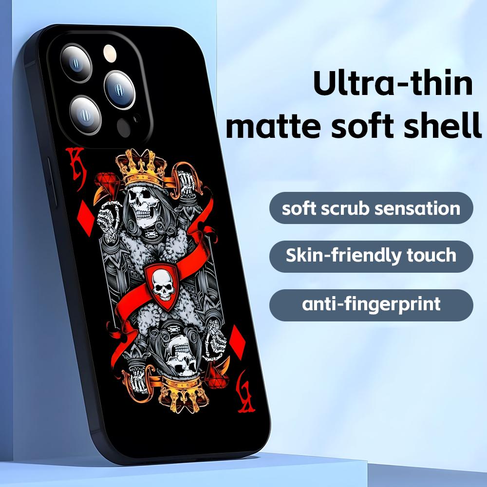 Poker Phone Case For iPhone17 16 16e 15 14 13 12 11 Plus Mini Pro Max Soft Black Shockproof Cover