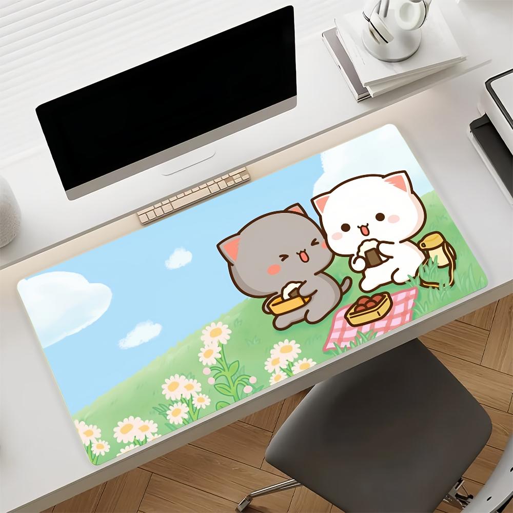 Tappetino per Mouse Cartoon Gatto Pesca GGomaS Mousepad Gomma Antiscivolo Tappetino per Computer da Gioco Balance Decorazione Deskmat Laptop Ufficio Grande