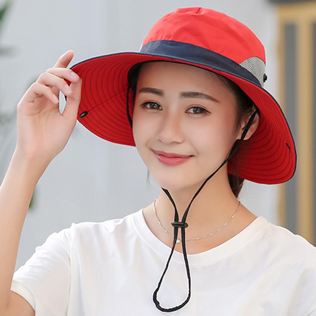 Women Outdoor UV  Foldable Mesh Wide Beach Fishing Hat Bucket Cap
