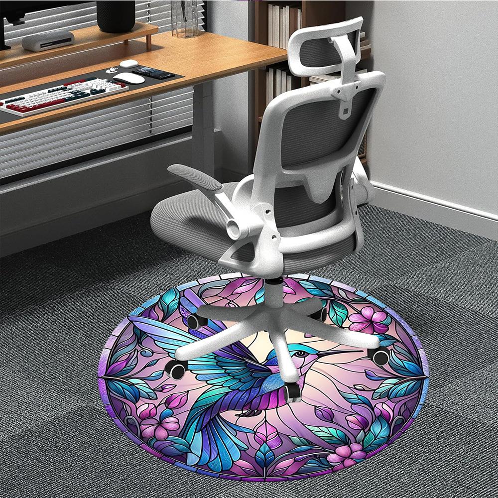 1 Stück Kolibri Garten Büro Runder Teppich, Unter Bürostühlen Schlafzimmer Wohnzimmer Heimdekoration, Raumdeko