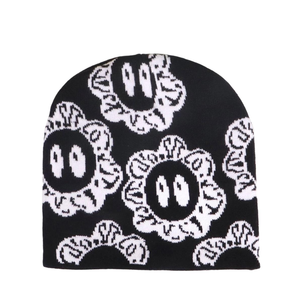 Unisex Luxury Warm Jacquard Beanie Hats Bulk Customizable Designer Style for Travel Low MOQ No Cuff Required One Size чёрный