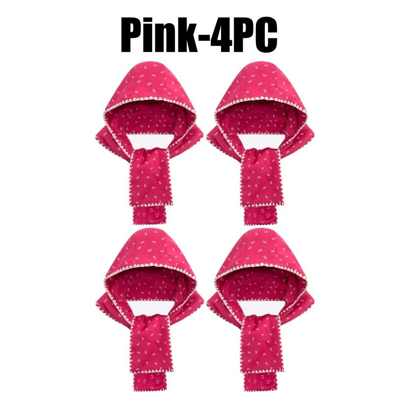 Korean Style Print Bow Hat Scarf Winter Warm Fleece Lined Cute Women Beanie Neck Warmer Integrated Fashion Accessory