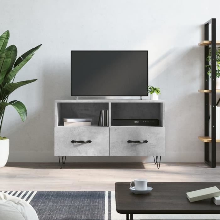 VidaXL Meuble TV Gris béton 80x36x50 cm Bois d'ingénierie 828968