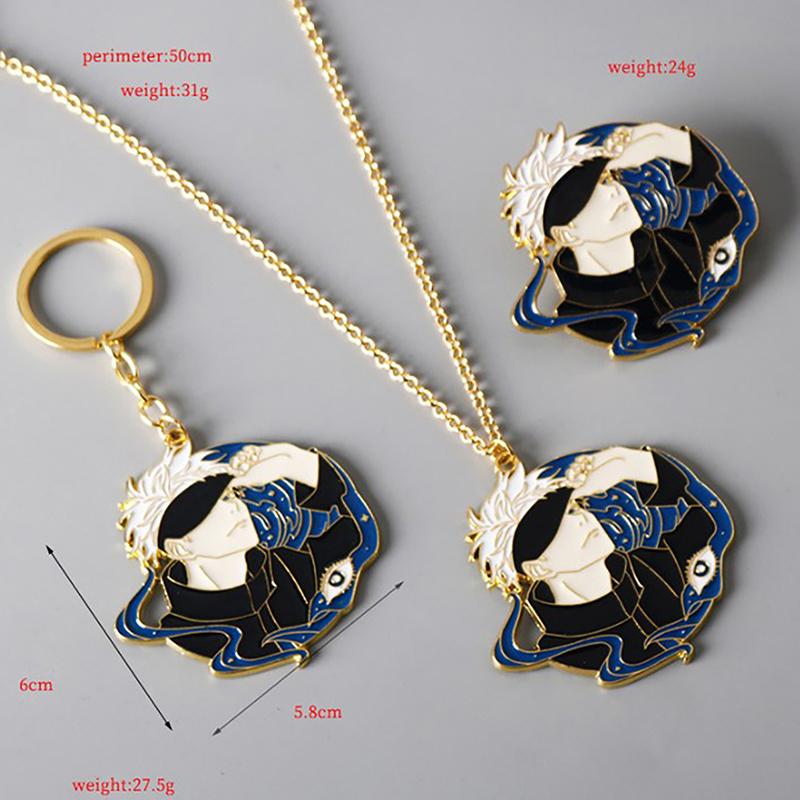Anime Jujutsu Kaisen Brooch Keychain Cartoon Figure Gojo Satoru Enamel Lapel Pins Cute Cosplay Props Jewelry Gift For Friends